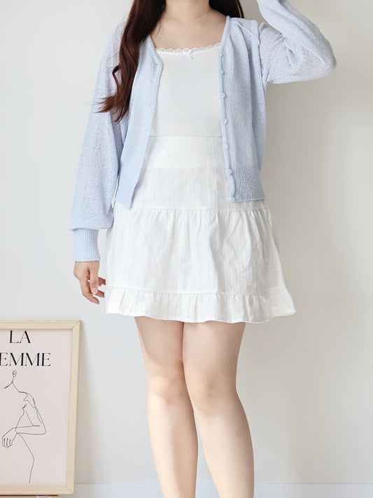 Pastel Pendant Lightweight Cool-Touch Knit Cardigan(Skyblue)
