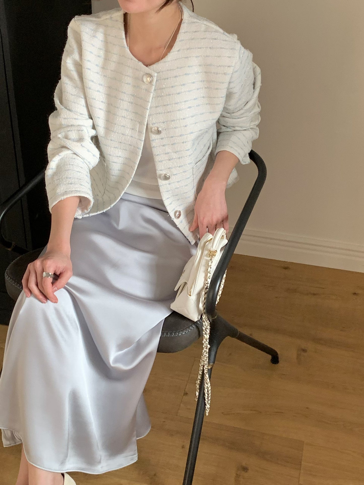 Pastel Horizontal Weave Tweed Jacket(3 colors)