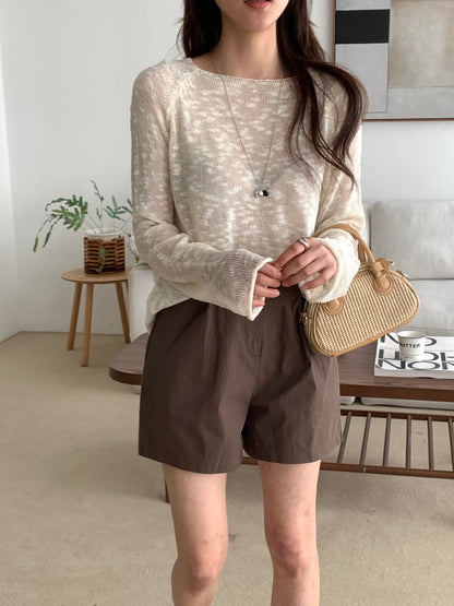 Melange Boat Neck Sheer Knit Top(4 colors)