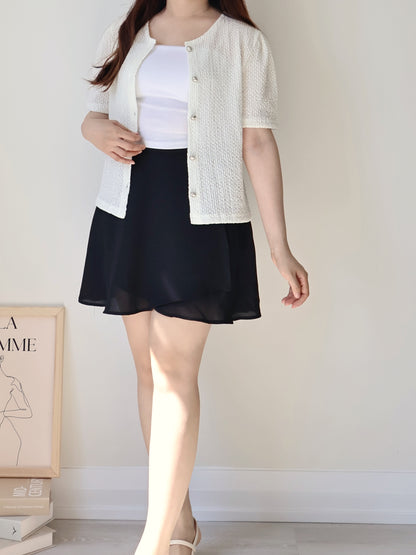 2-Way Elegant Textured Snowflake Cardigan(Ivory)