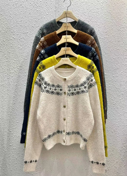 Nordic Snowflake Wool Cardigan(4 colors)