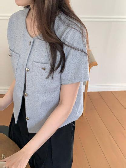 Chic Glossy Heart-Buttoned Heart-Buttoned(3 Colors)