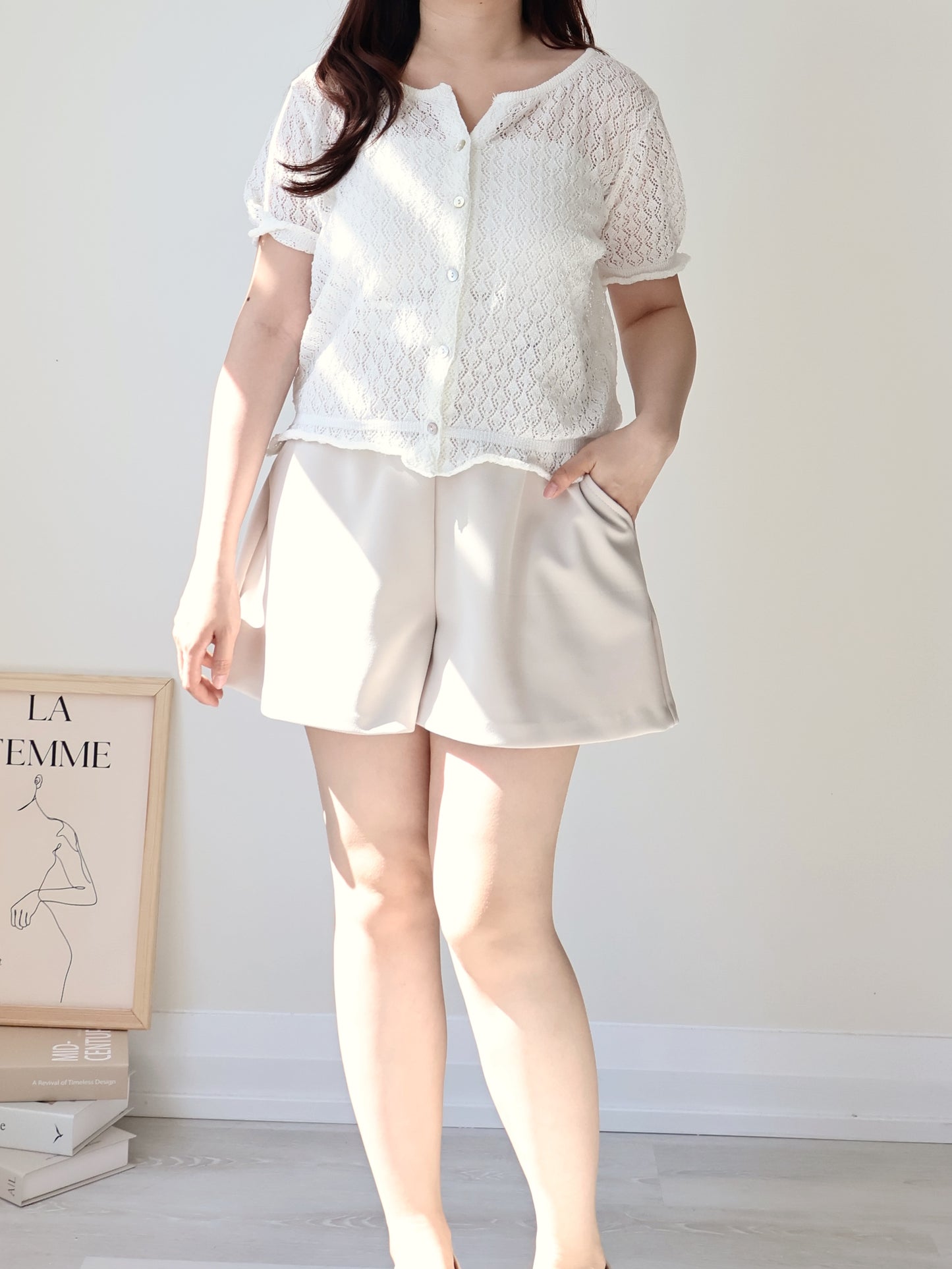 Holiday Vibe Diamond Openwork Knit Cardigan(Ivory)