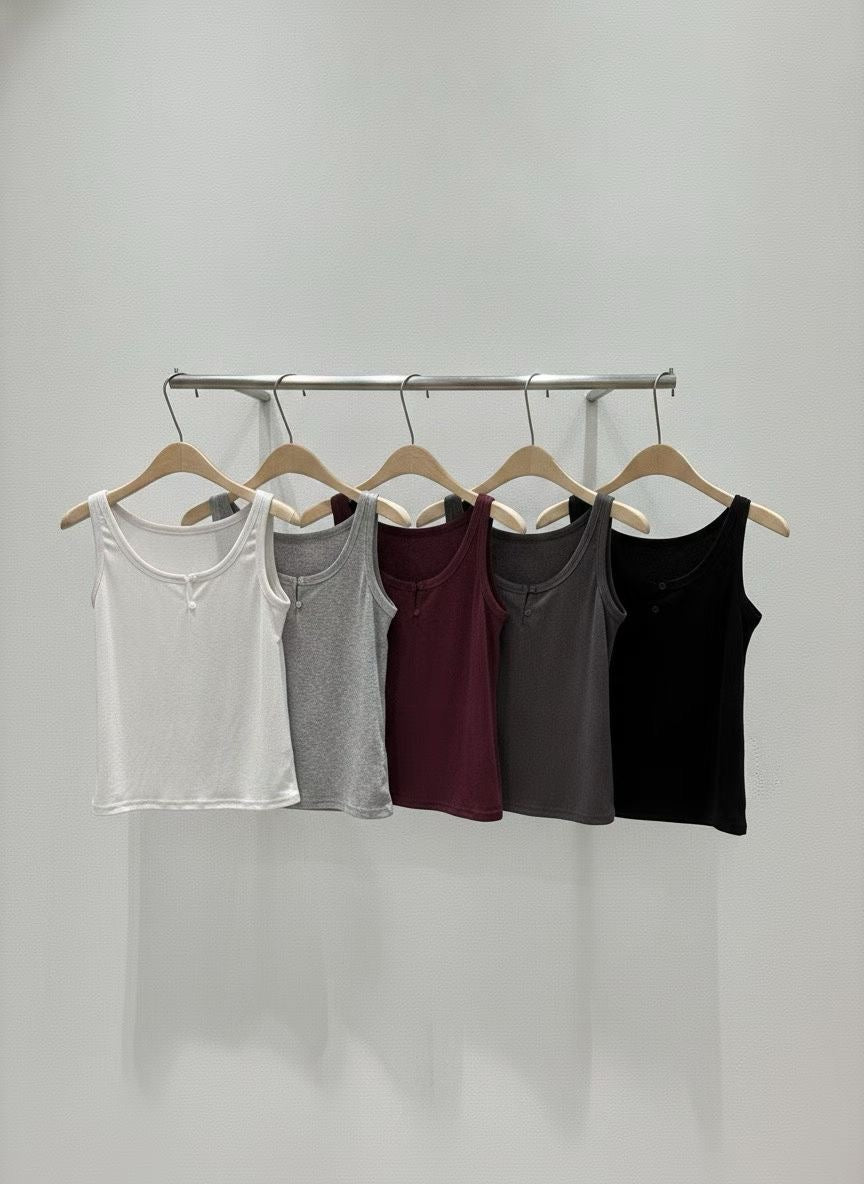 Minimalist Bound-Edge Soft Basic Tank Top(5 colors)