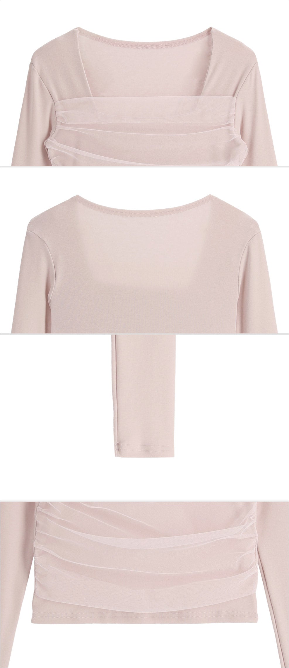 Romantic Sheer Square Neck Tee(3 colors)