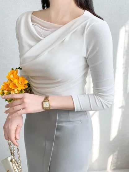Ethereal Cowl Neck Sheer Tee(3 Colors)