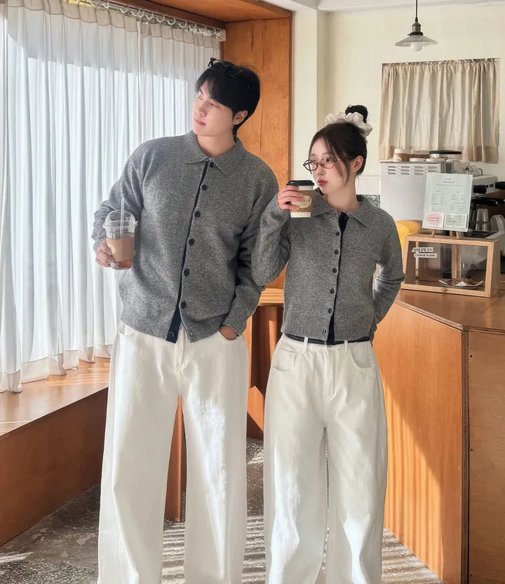 [Female] 5% Wool Color-Block Lapel Cardigan(4 colors)