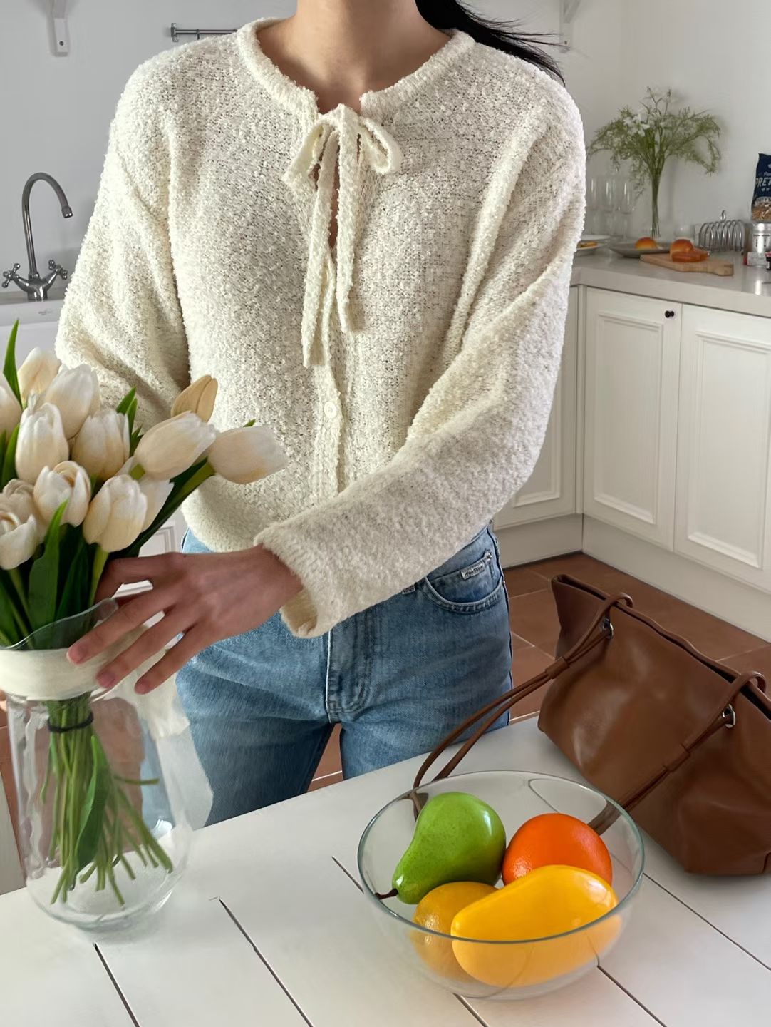 Chic Bow Bouclé Cardigan(4 colors)