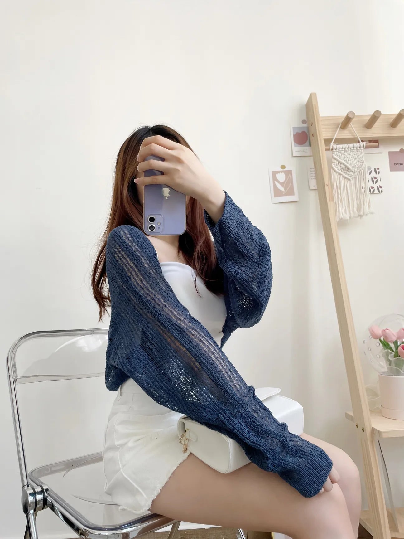 Minimalist Arm-Slimming Bolero Open Front Cardigan(Navy)
