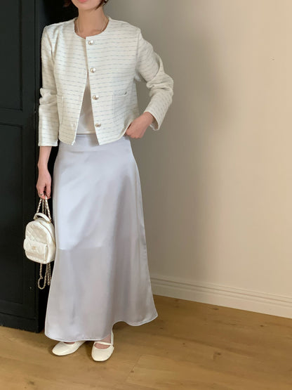 Pastel Horizontal Weave Tweed Jacket(3 colors)