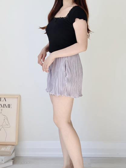 [Wrinkle-Free] Glossy Pleated Pocket Shorts(Grey)
