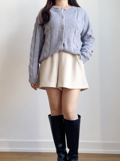 [10% WOOL] Danish Bread Twist Cardigan(Lavender)