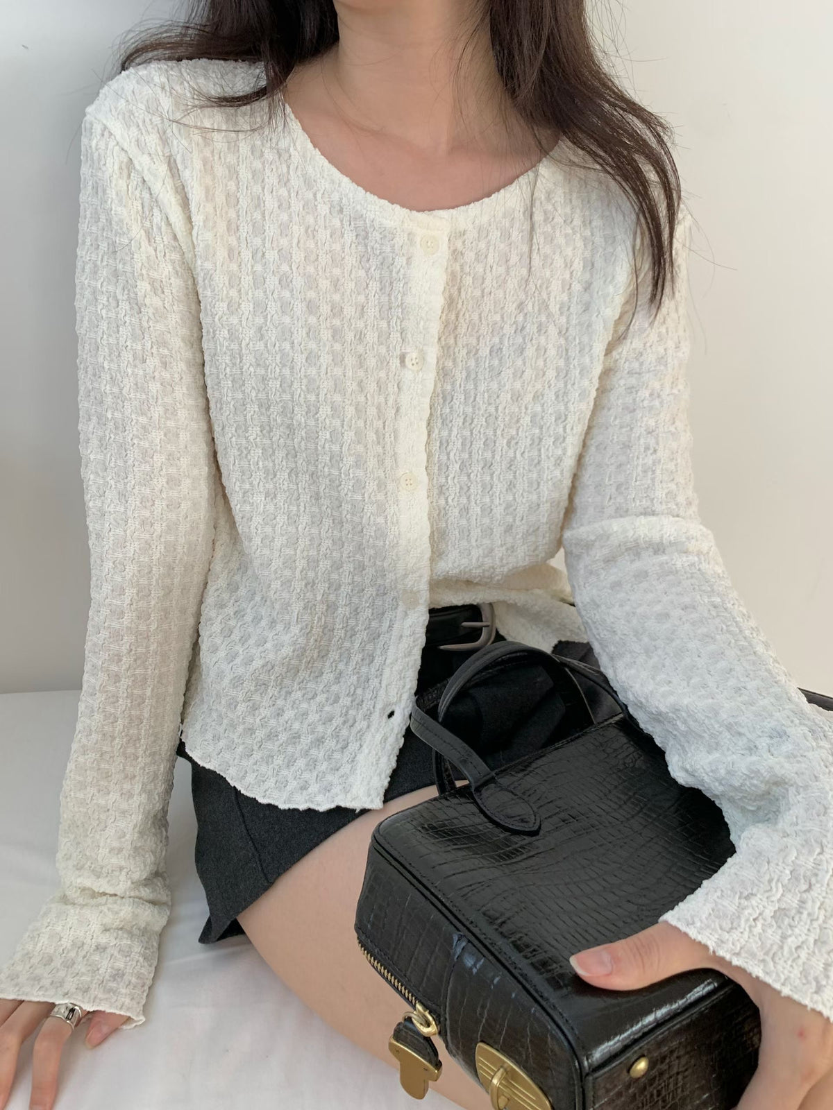 Minimalist Waffle Cardigan(4 Colors)
