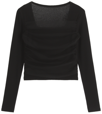 Romantic Sheer Square Neck Tee(3 colors)