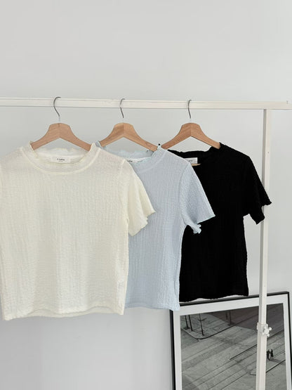[Wrinkle-Free] Daily Lettuce-Trim Ripple Top(3 Colors)