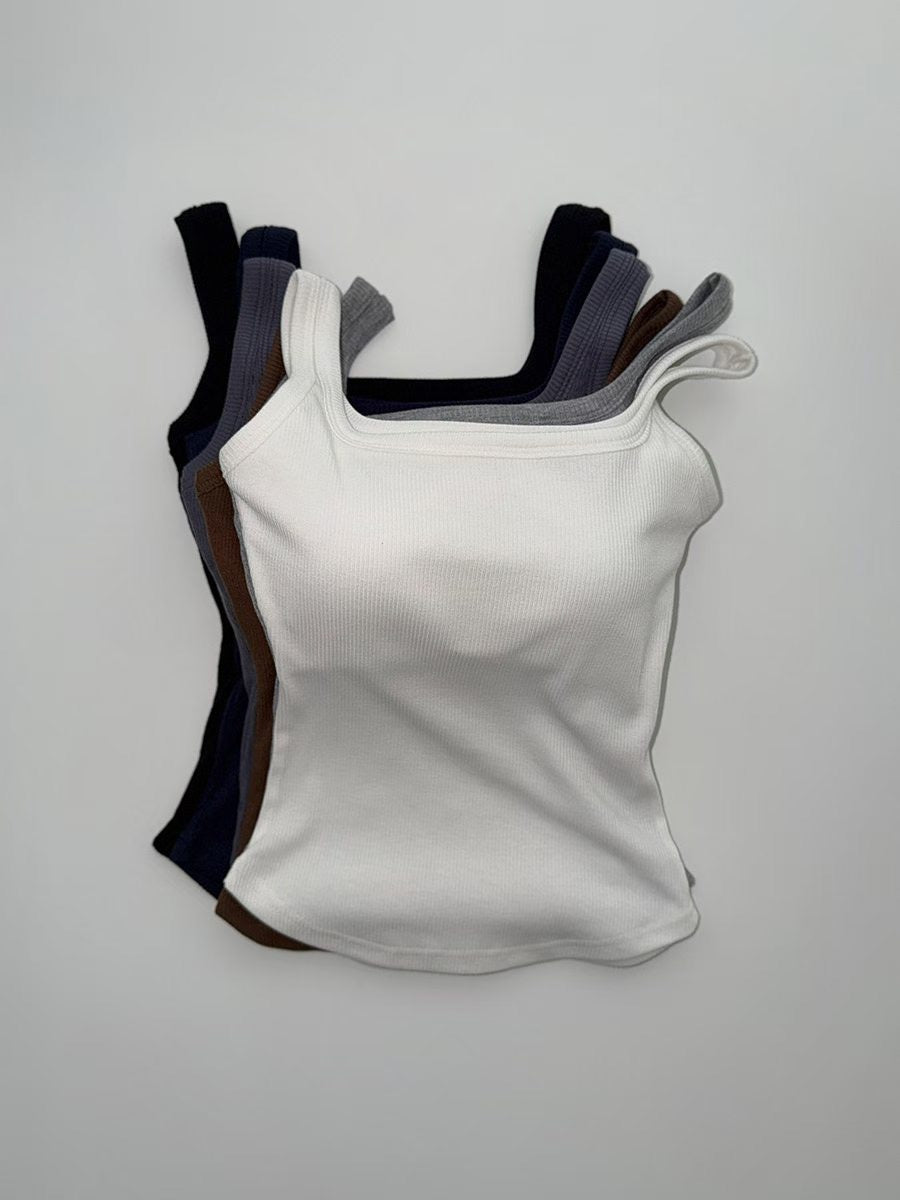 Square Neck Ribbed Bra Top(6 Colors)
