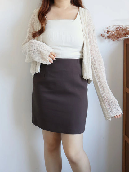 Cinnamon Stripe Draped Knit Cardigan(Beige)