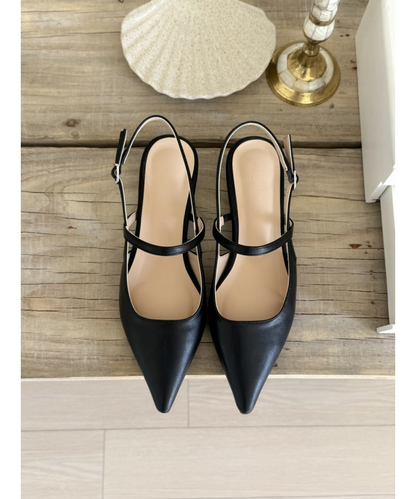 Frenchy Slingback Cushioned Heel Pumps(Black)