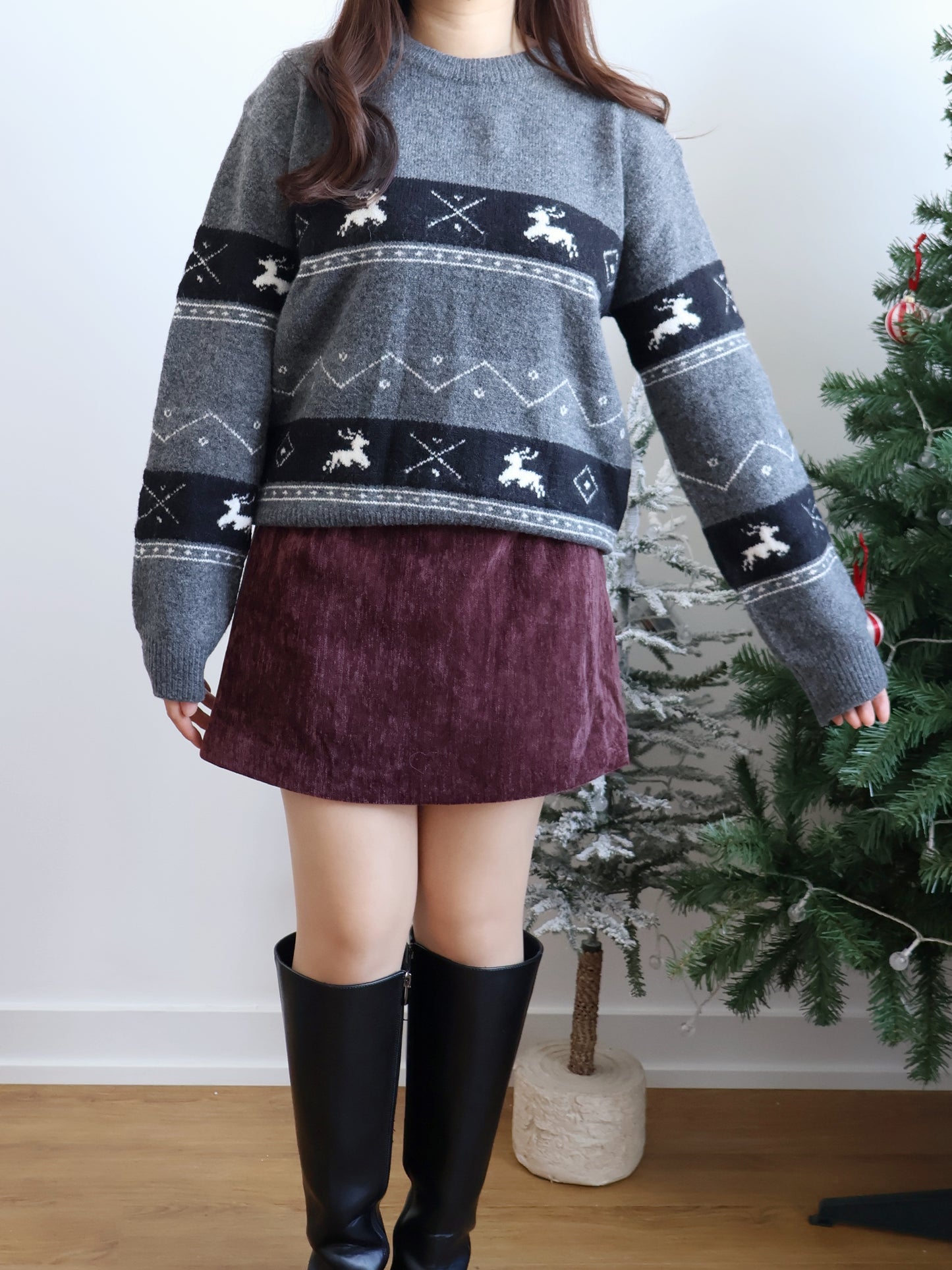Reindeer Pattern Sweater (Grey)