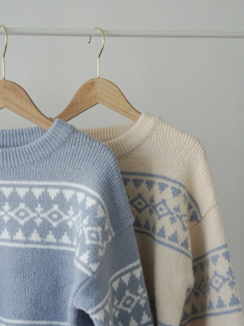 Nordic Round Neck Thick Sweater(Cream)