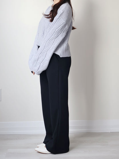 [3 Lengths] Pyjama-Soft Fuzzy Fleece Bootcut Pants with Pockets(Black)