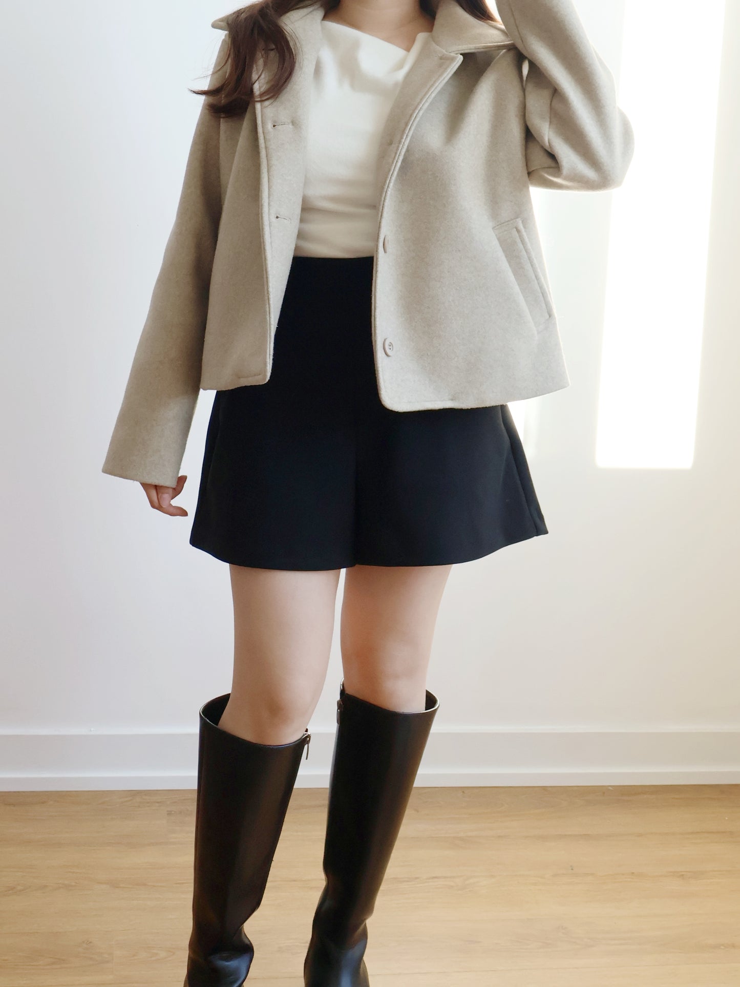 Wool-look Collar Button Coat