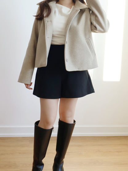 Wool-look Collar Button Coat