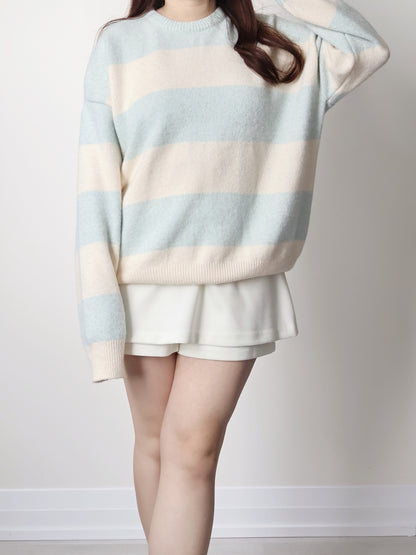 [10% FINE WOOL] Blueberry Yogurt Color-Block Sweater(3 colors)