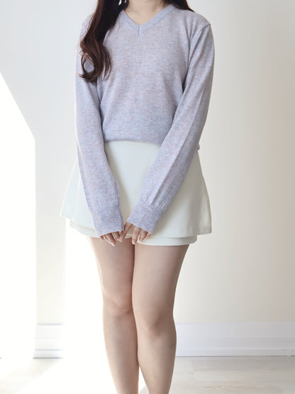 Dreamy V-Neck Heather Sweater(Lavender)