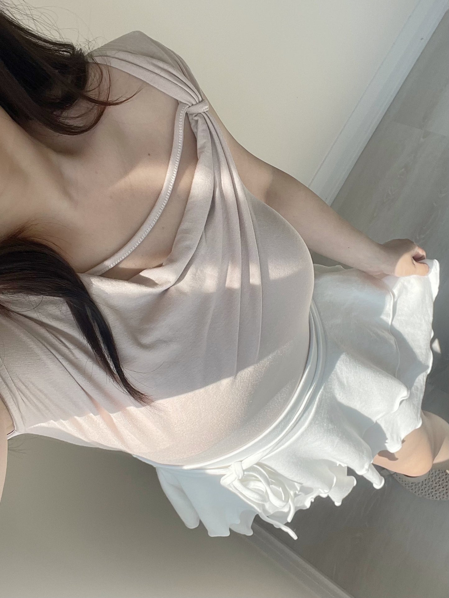 Silky-Cool Strap Modal Tee(Indipink)