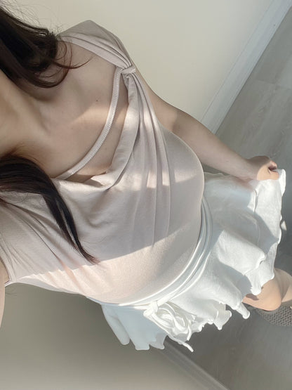 Silky-Cool Strap Modal Tee(Indipink)