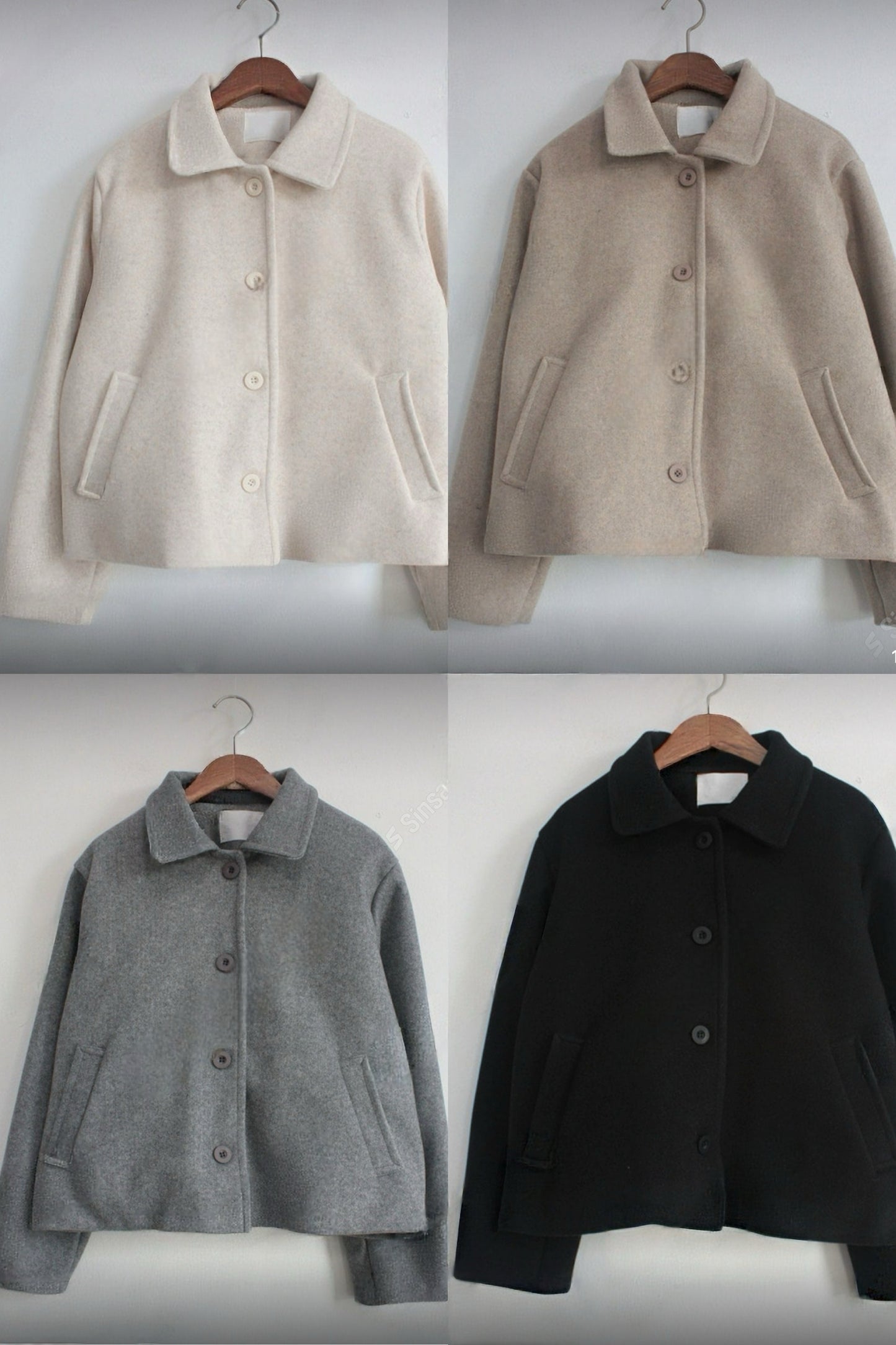 Wool-look Collar Button Coat