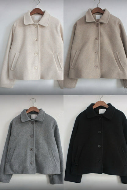 Wool-look Collar Button Coat