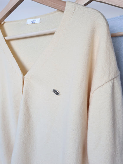 Premium Italy Cotton🇮🇹 Silver Badge Cardigan(Light Yellow)