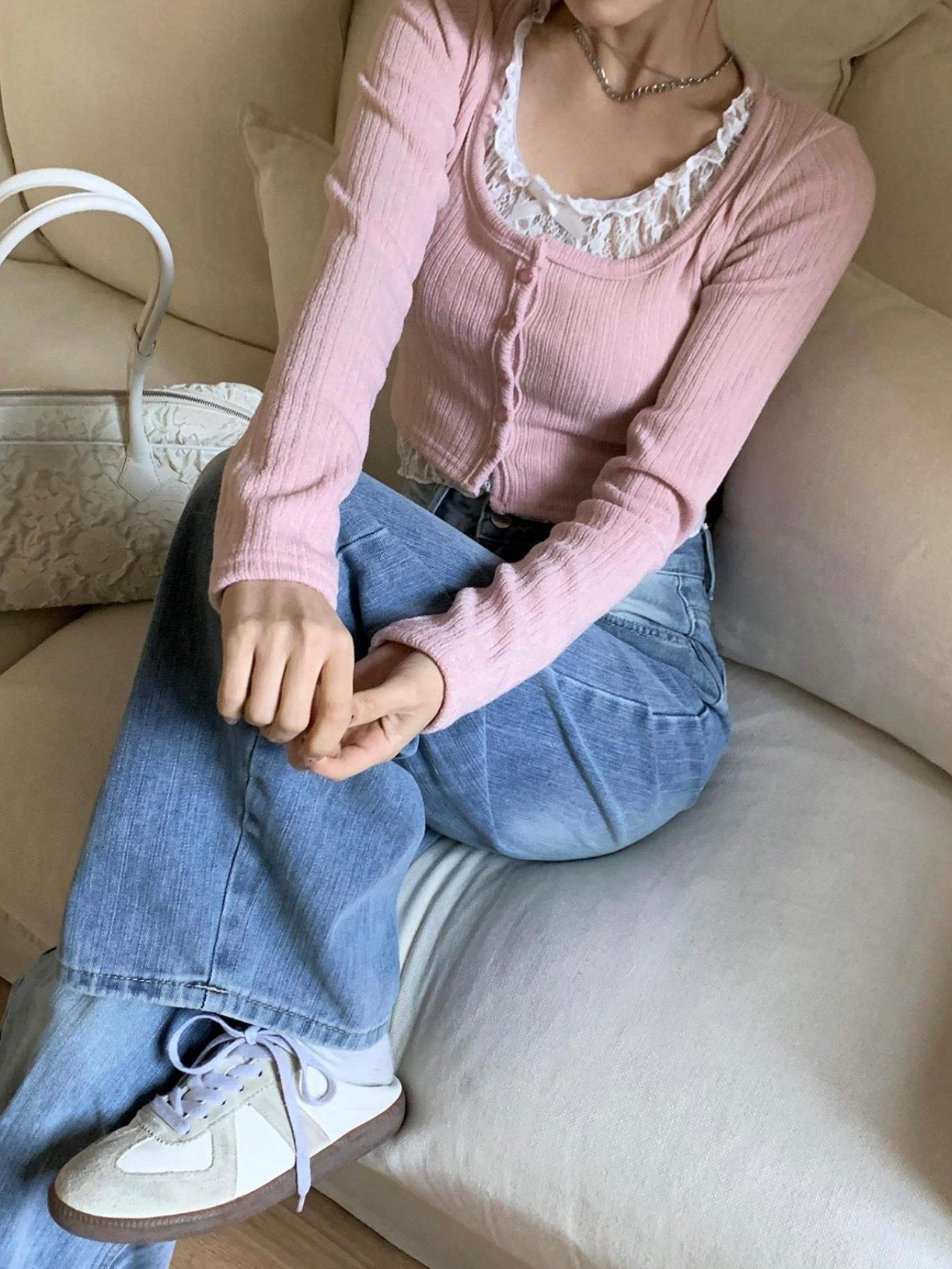 Balletcore Lace Faux-Layer Cropped Top(3 colors)