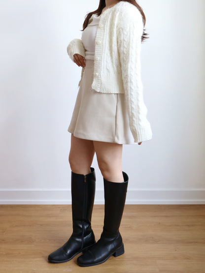 Romantic Cable Knit Cardigan(Ivory)