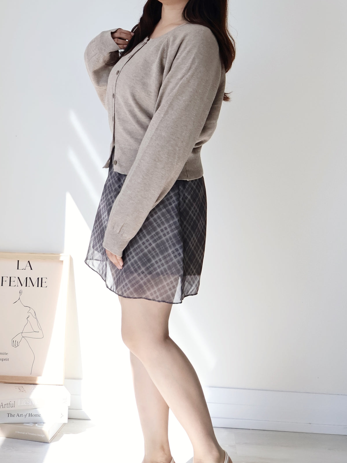 Premium Italian Cotton Soft-Touch Raglan Cardigan(Mocha)