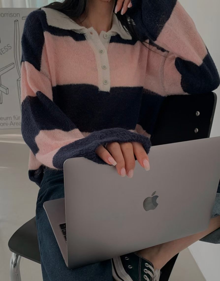 [20% Wool] Preppy Stripe Polo Sweater(5 colors)