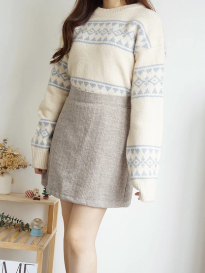 Nordic Round Neck Thick Sweater(Cream)