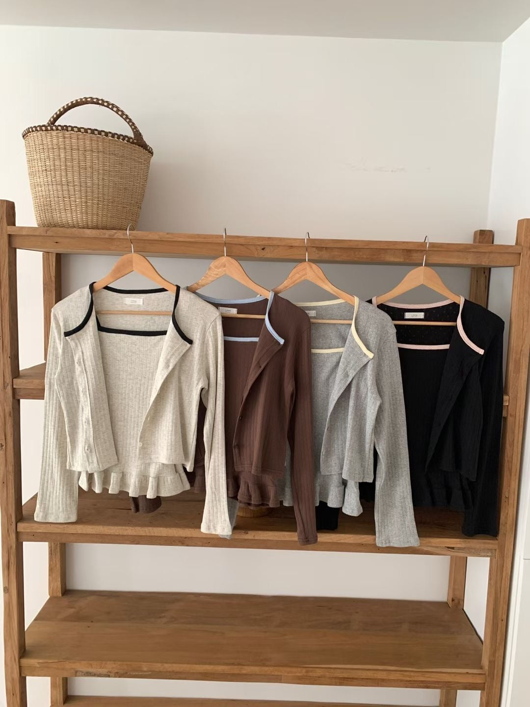 Sweet Piped Jacquard Ruffle 2-Piece Set(4 colors)