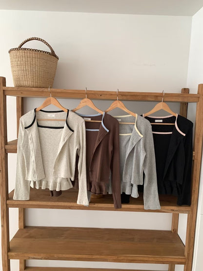 Sweet Piped Jacquard Ruffle 2-Piece Set(4 colors)