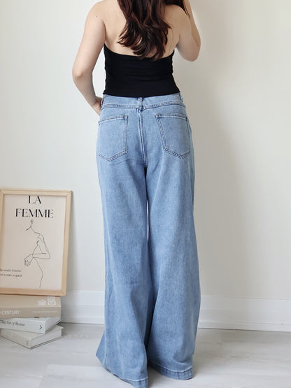 [S-2XL · 3 Lengths] Everyday Drape Tencel Blend Bootcut Denim Pants (Classic Blue)