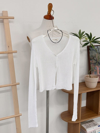 V Neck Two Buttons Knit Cardigan(5 Colors)