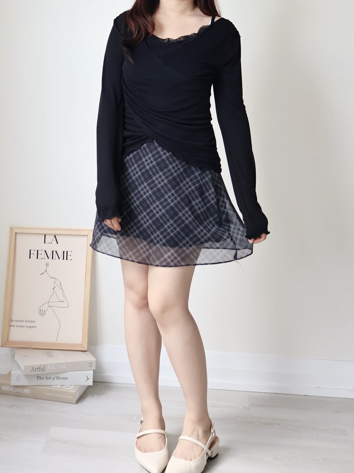 Romantic Lace Layered 2-Way Top(Black)