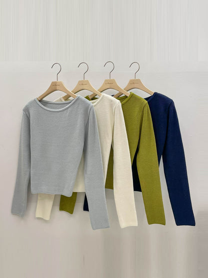 Elegant Boat Neck Open-Back Knit Top(4 colors)