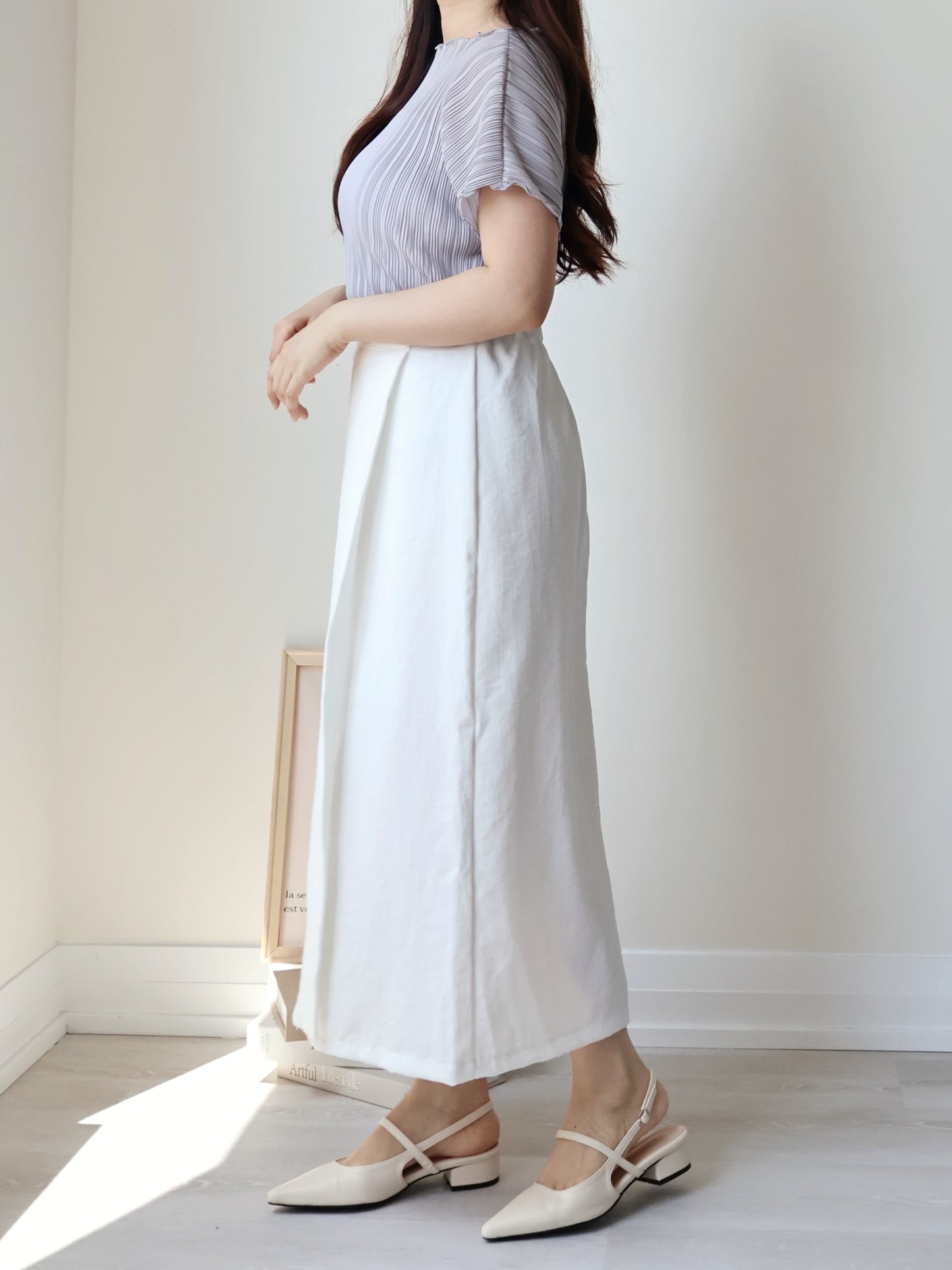 [Hip-Slimming✨] Minimalist Breathable Cotton-Linen H-Line Midi Skirt(Ivory)