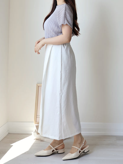 [Hip-Slimming✨] Minimalist Breathable Cotton-Linen H-Line Midi Skirt(Ivory)
