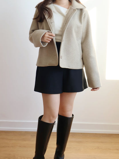 Wool-look Collar Button Coat