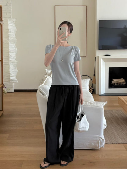 Elegant Boatneck Ultra-Smooth Tee(4 Colors)