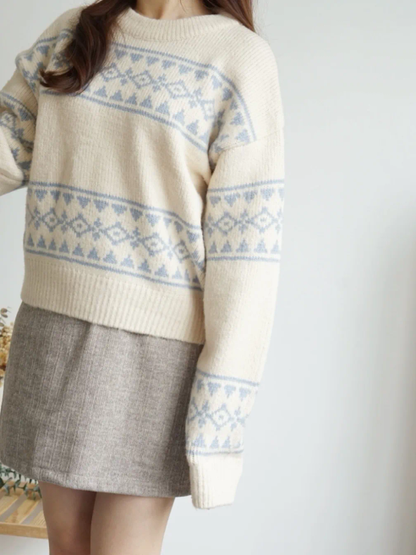 Nordic Round Neck Thick Sweater(Cream)